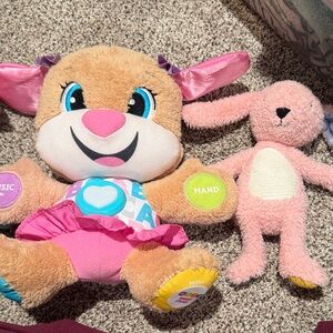 Fisher-Price Brown and Pink Interactive Puppy Plush with Buttons